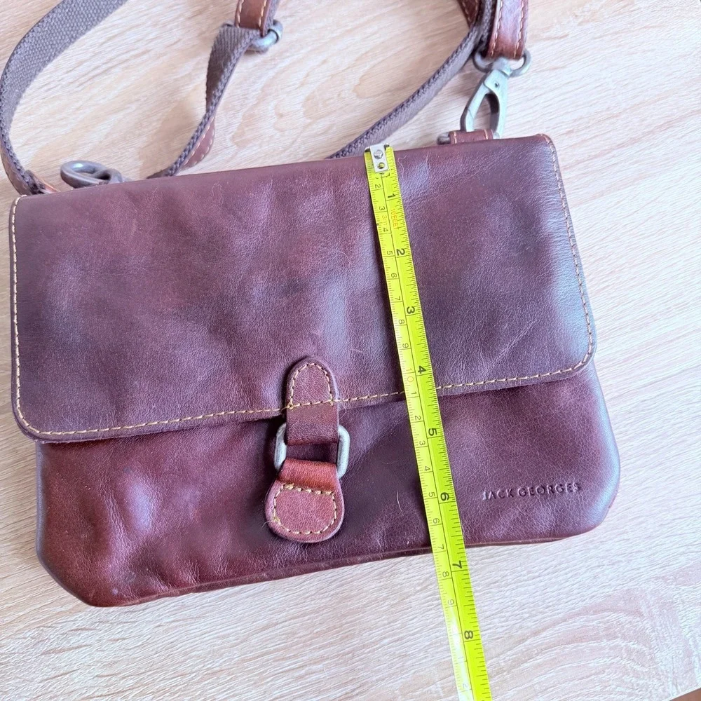 Jack Georges Leather Small Crossbody Flap‎ Pockets Adjustable Rustic Classic